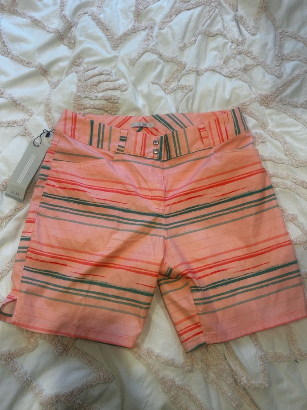 adidas Pink and Red Striped Athletic golf Shorts